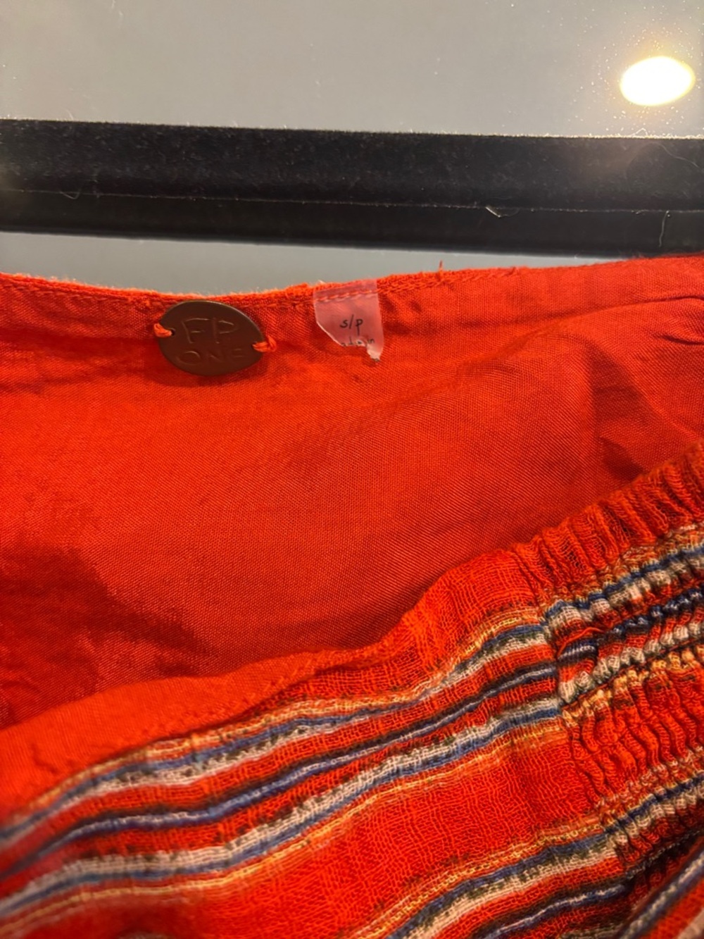 Free People Orange Striped High waisted Ruffle bottom Skirt - Picture 2 of 6